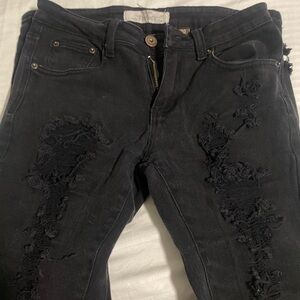 mens Black Distressed Jeans